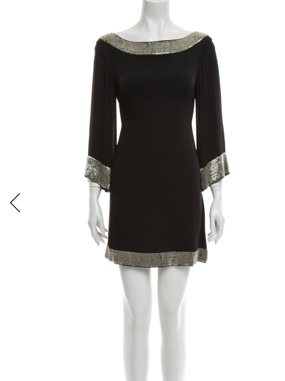 Black Dress with Silver Trim Alice + Olivia Mini Dress Elegant 
Size: M